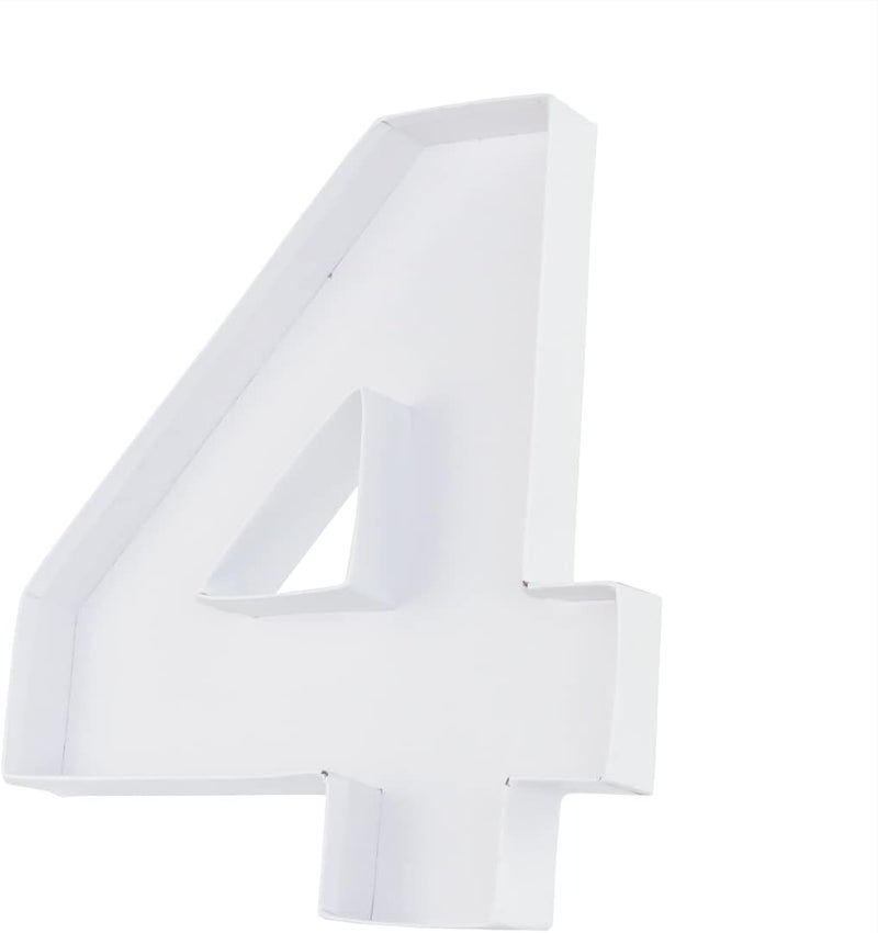 WENPACK 12.5" Cardboard Number Shaped Mache Strawberries Fillable Sweets Candy Box with Clear Lid (White, 4) - Image 4
